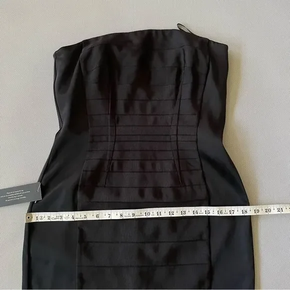 Ann Taylor NWT Grosgrain Satin Tuxedo Boning Panel Strapless Cocktail Dress Sz 4 - Picture 3 of 8